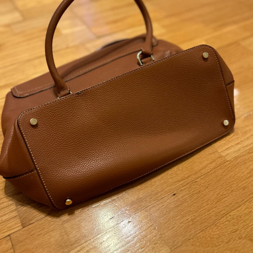 Kate Spade Tan Brown Pebbled Leather Double Handled Satchel-  Mint! - Picture 9 of 10